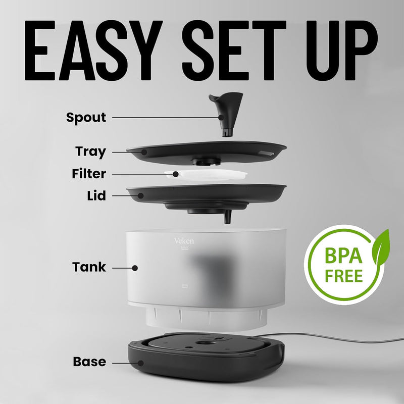 Veken 2.5L Automatic Pet Fountain – Quiet & Easy Clean