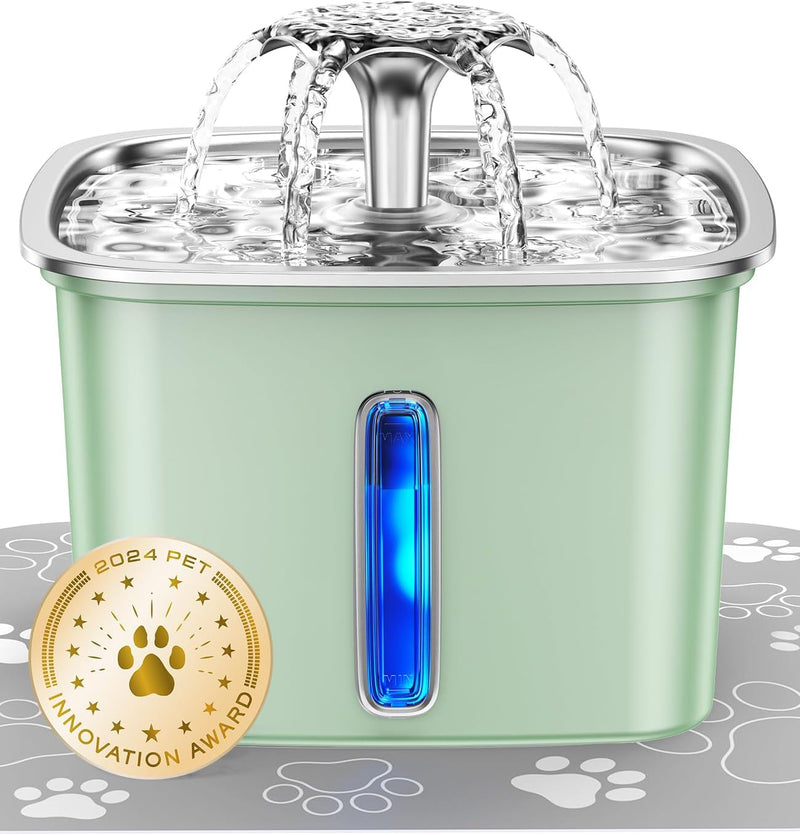 Veken Space Black Stainless Steel Pet Fountain 2.8L