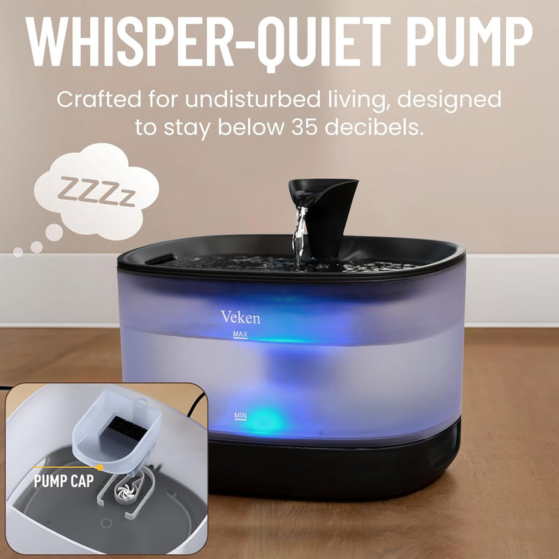 Veken 2.5L Automatic Pet Fountain – Quiet & Easy Clean