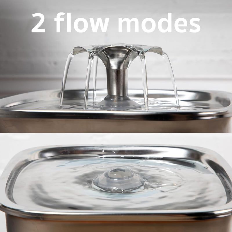 Veken Space Black Stainless Steel Pet Fountain 2.8L