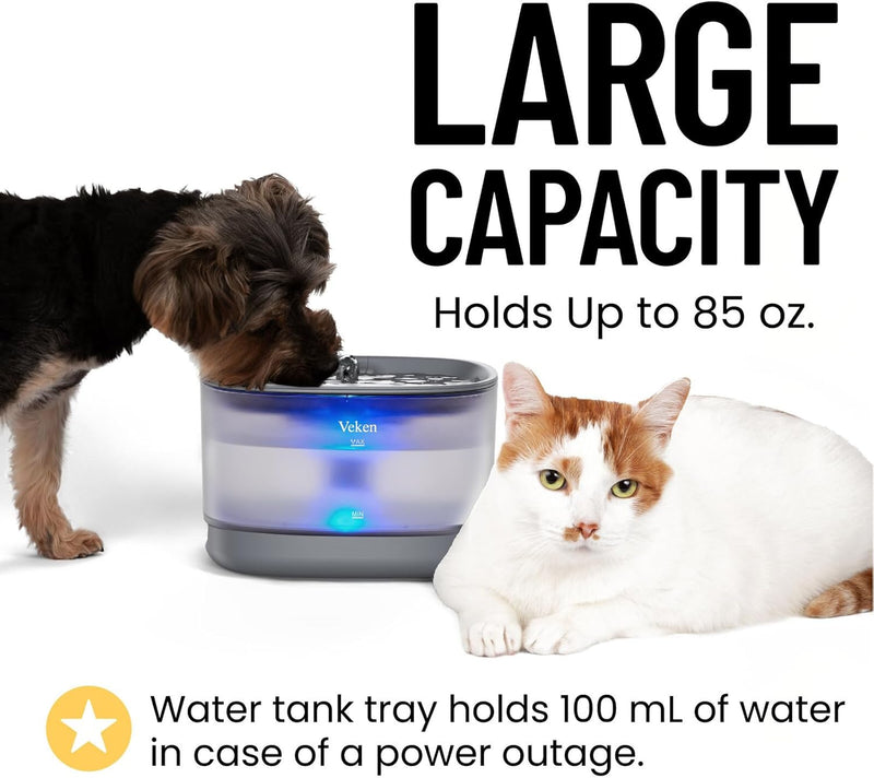 Veken 2.5L Automatic Pet Fountain – Quiet & Easy Clean